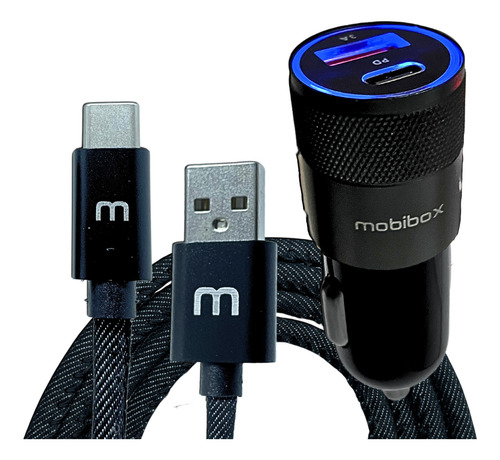 Kit Carregador Veicular Usb + Tipo C 3a Com Cabo Tipo C Usb