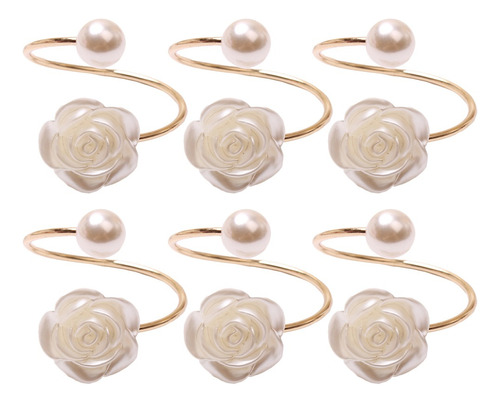 6 Elegantes Anillos Para Servilletas De Rosas De Fiesta