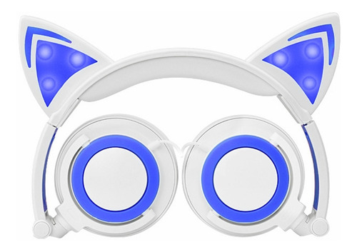 Auriculares Plegables Con Oreja De Gato Y Luz Led Para Niños