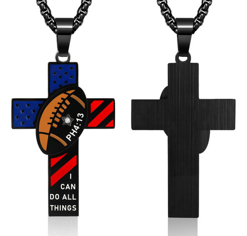 Colgante De Cruz De Fútbol Americano Para Hombres, Collar De