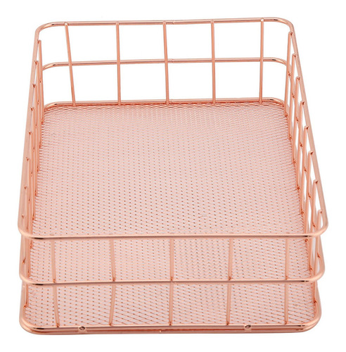 Cesta Organizadora De Hierro De Color Dorado Rosa Para Decor