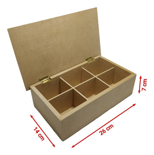 Caja De Te Con Bisagra Fibrofacil De 6 Divisiones 9mm