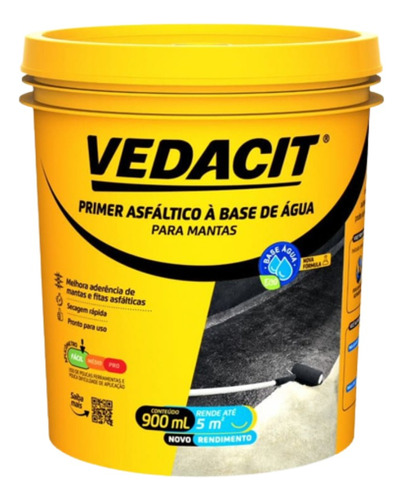 Primer Eco Vedacit 900ml Para Manta Adesiva Asfáltica