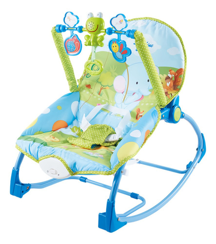 Bouncer Silla Mecedora Para Bebé Aeiou Hb019 Musical 2 En 1 Color Azul Elefante