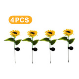 4pcs Luz Solar Girasol Césped Jardín Piso Farola