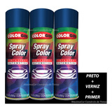 Kit Spray Automotivo Preto, Verniz E Primer Colorgin