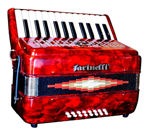 Acordeon 25 Teclas 16 Bajos Rojo Estuche 25k16br Farinelli