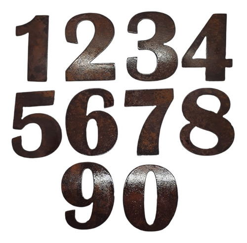 Set X3 - Números Casa De Chapa Oxidada + Laqueado