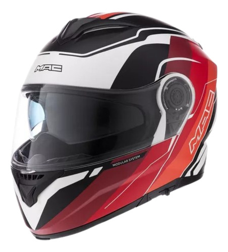 Casco Moto Rebatible Mac Rock Floyd Blanco Naranja Agrobikes