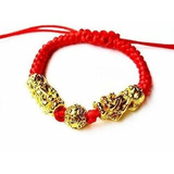 Feng Shui La Mejor Pulsera De Cuerda Roja Con Doble Pi Xiu /