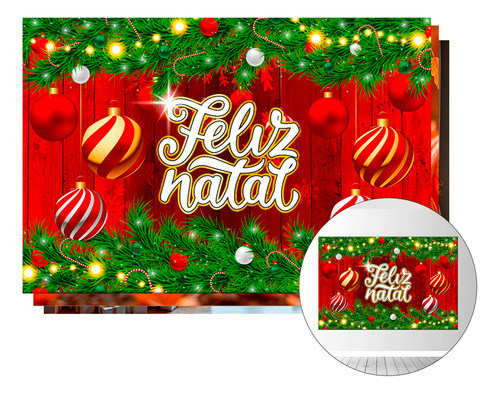 Painel Festa Horizontal Retangular Feliz Natal 3,00x2,00 Mt