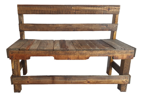 Banca Con Respaldo Madera Pallet Dark Rustic Mex