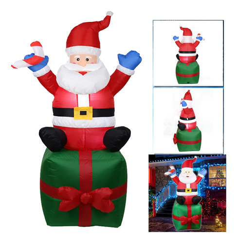 Papá Noel De Juguete Inflable Navideño De 1,8 M Con Luces Le