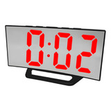 Relógio Digital Curvado Espelhado Led Despertador