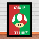 Poster Emoldurado Gamer Geek Nerd Super Mario Get A Life A3