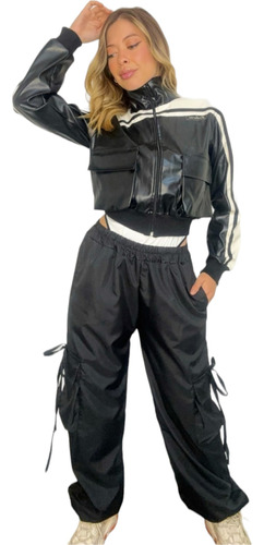 Pantalon Jogger Cargo Con Moños Estilo Parachute