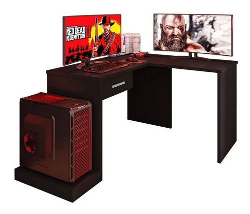 Mesa Para Computador Desk Gamer Drx-9000 Em L Preto