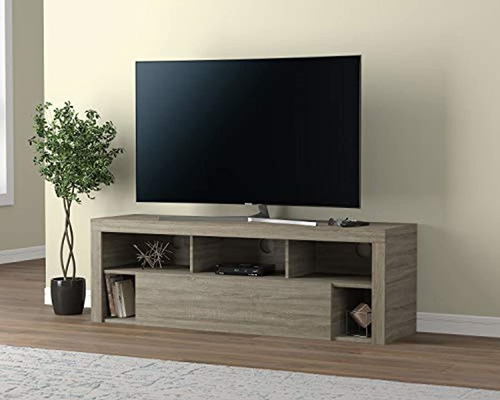 Mueble Para Tv Con 5 Estantes De Madera Color Gris.