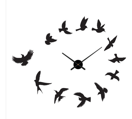 Reloj De Pared Elegante Acabado Espejo Diseño Aves Migrantes
