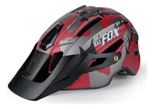 Casco Bicicleta Ciclismo Bat Fox Mtb Con Luz Trasera Color Titanio Rojo Talla M/l (58-61cm)