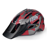 Casco Bicicleta Ciclismo Bat Fox Mtb Con Luz Trasera Color Titanio Rojo Talla M/l (58-61cm)