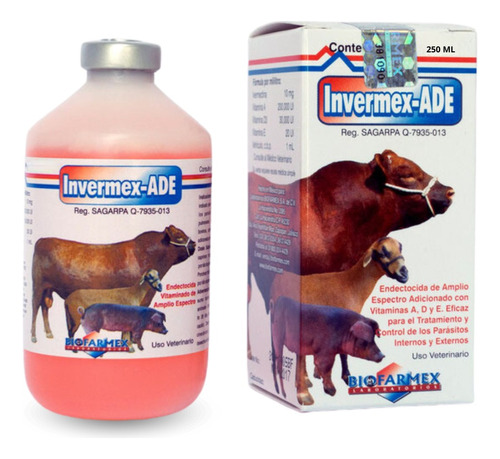 Invermex + Ade Desparasitante Vacas Ganado 250ml Ivermectina