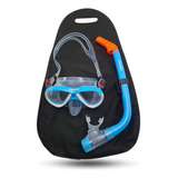 Kit Mergulho Máscara Respirador Snorkel Infantil Sahara Cor Azul