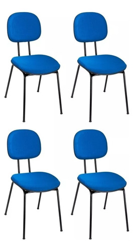 Kit 04 Cadeiras Secretária Fixa Tecido - Preta