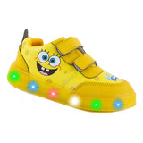 Tenis Niños Bob Esponja Luces Leds 780 Amarillo 12 Al 26