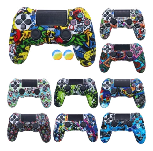 Capa Capinha Protetora Controle Ps4 Silicone Case + 2 Grips