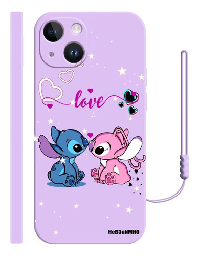 Carcasa Silicona Diseño De Love Stitch Para iPhone + Correas