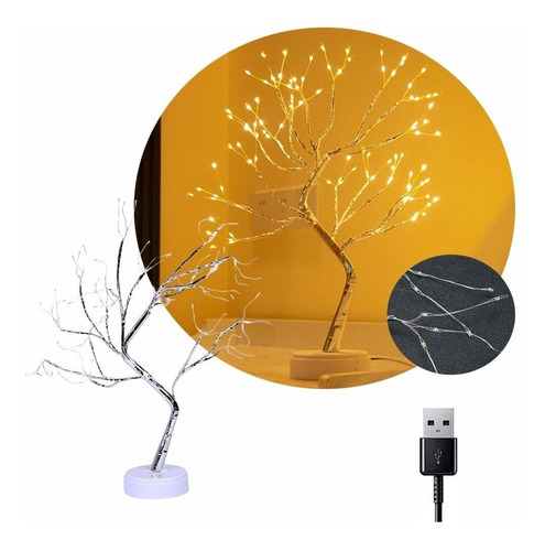 Lampara Luces Led Calida Rosa Arbol Iluminacion Usb O Pila