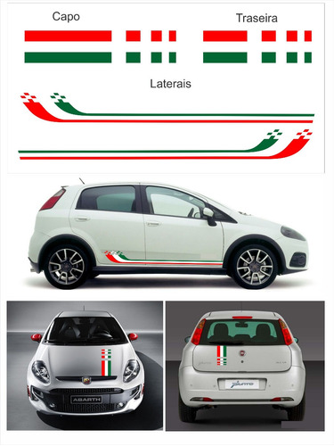 Kit Adesivos Laterais Capo E Teto Fiat Punto Elx 1.4 Italia