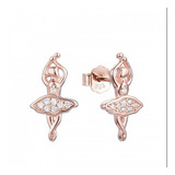 Aros Plata 925 Tono Rose Diseño Bailarina Con Cubics 