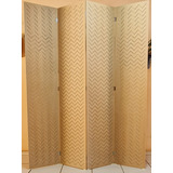 Biombo 3 Folhas Mdf Crú 9mm Decoração Provençal Riscado +pés