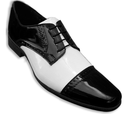 Zapato De Charol Negro/blanco Zanthy Shoes Mod 300 Con Envio