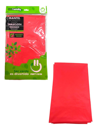 1 Mantel Redondo De Plastico Rojo Ideal Para Fiesta