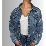 Chaqueta Jeans Mezclilla Destroyed Mujer