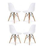 Sillas Eames Blancas Comedor Base Madera Pack 4 Ct