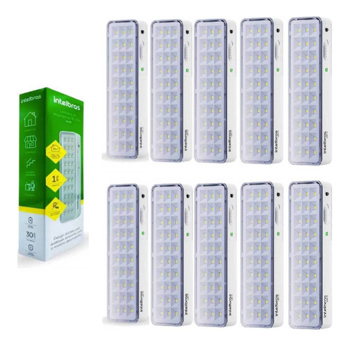 Luminária De Emergência 30 Led Intelbras Kit 10 Lea 31