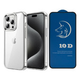 Forro Rígido Transparente + Vidrio Premium Para iPhone