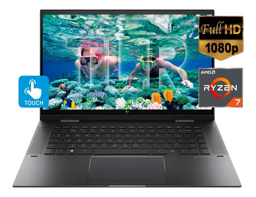 Notebook 8gb + 512 Ssd X360 Fhd Touch / Hp Ryzen 7 Outlet C Color Negro