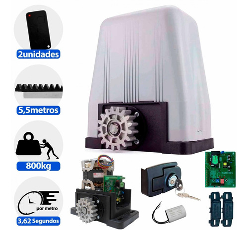 Kit Motor Portão Elétrico Dz4 Sk 5,5 Metros Rossi 800kg