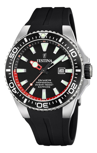 Reloj Festina Hombre Diver Caucho Negro Buceo 200m F20664.3