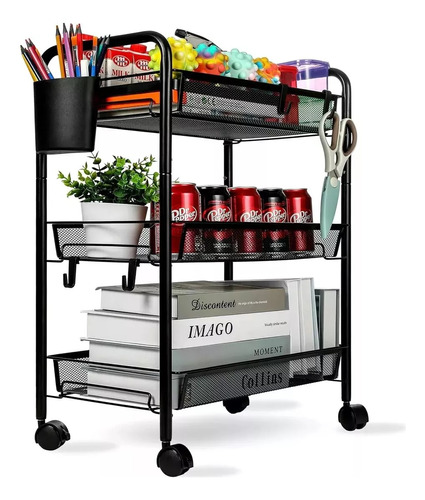 Carrito Organizador Metálico De Cocina 3 Niveles Multiusos