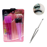 Set Pestañas Cepillos Peines Cejas Lash X12u + Pinza Curva 