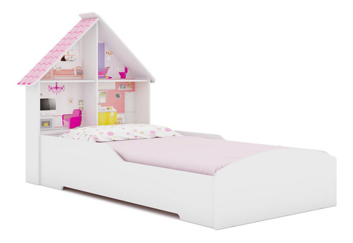 Cama Infantil Solteiro Casinha Branco - Gelius Moveis