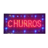 Cartel Led Churros Chocolate Abierto Café La Q`qui