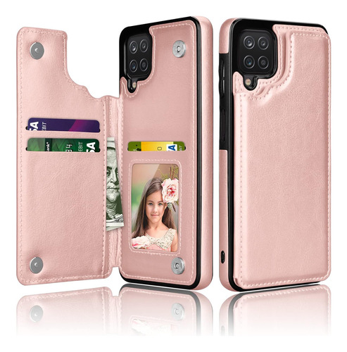 Funda Rosa Billetera Magnetica Tpu Para Samsung Galaxy A12