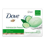 Jabón Dove Hidratación Fresca Pepino Y Té Verde 4pz 90g